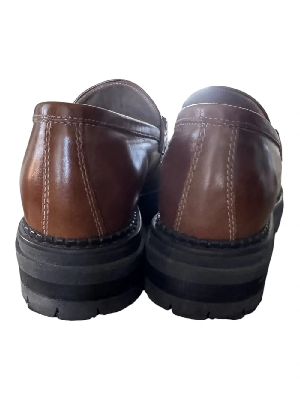 Nero Giardini Chestnut Brown Leather Lug-Sole Bit Loafers